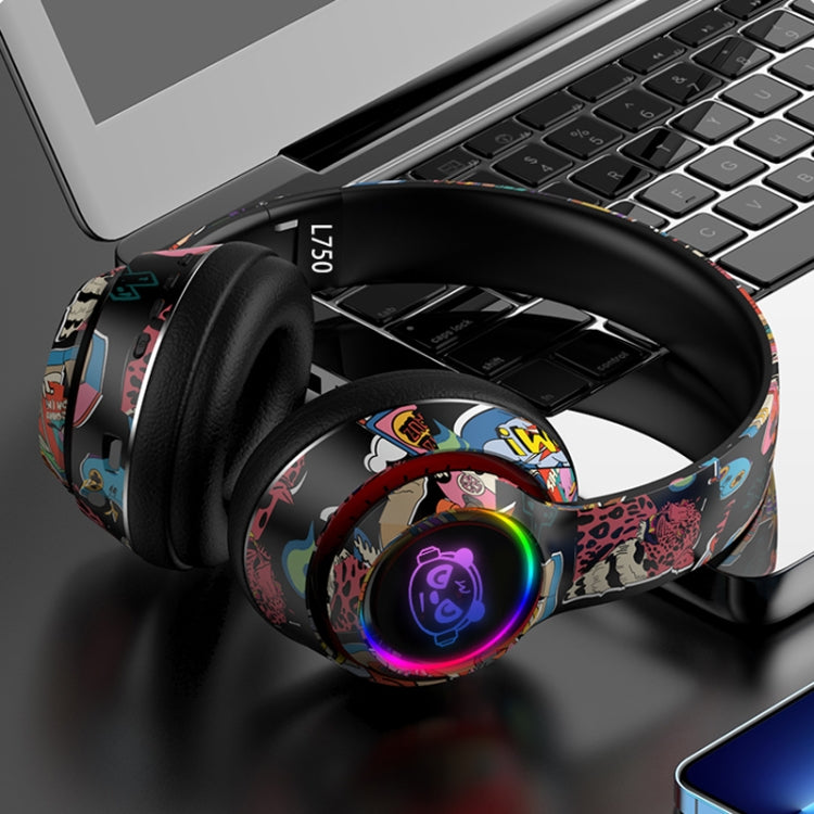 L750 3 in 1 RGB Graffiti Pattern Wireless Gaming Noise Reduction Headset