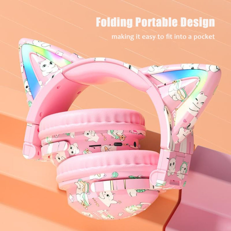 VJ371 Tuya RGB Cat Ear Wireless Bluetooth Earphone with Detachable Microphone