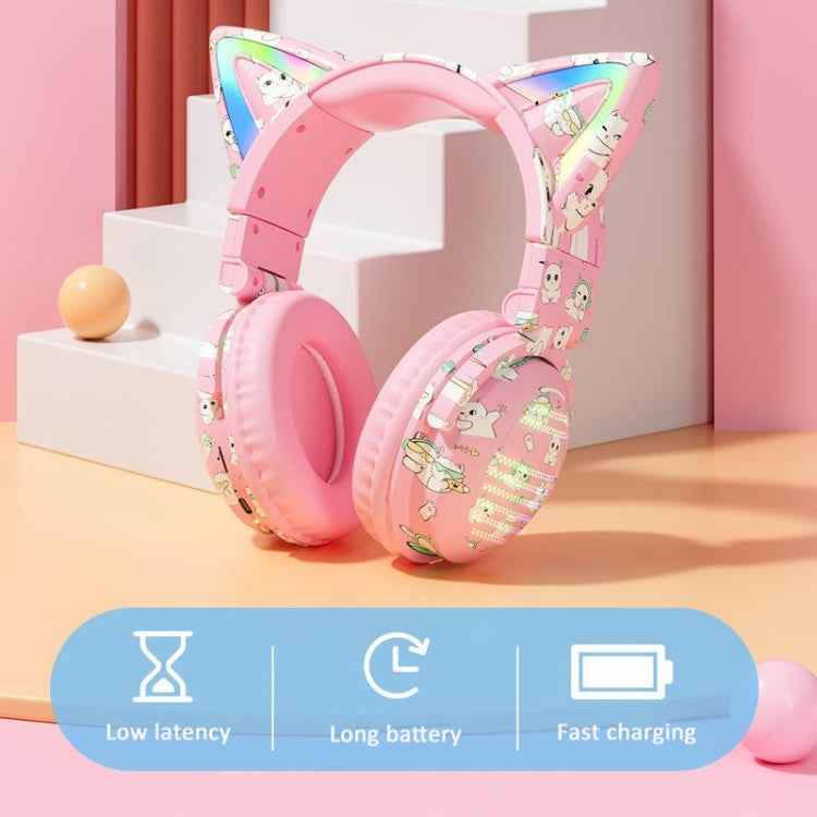 VJ371 Tuya RGB Cat Ear Wireless Bluetooth Earphone with Detachable Microphone
