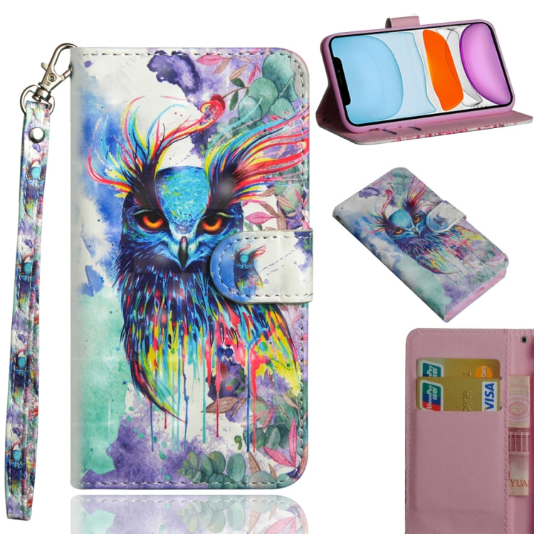 3D Painting Pattern Horizontal Flip TPU + PU Leather Case with Holder & Card Slots & Wallet & Lanyard, For iPhone 11 Pro Max, For iPhone 11 Pro, For iPhone 11, For iPhone SE 2022 / SE 2020 / 8 / 7