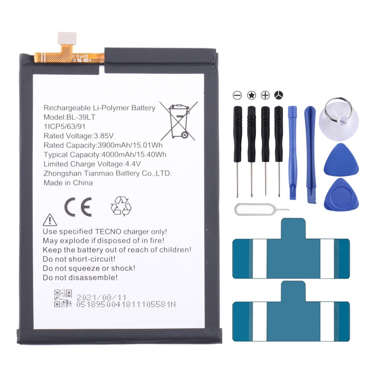 Remplacement de batterie, pour Tecno Camon 17 Pro / Camon 18P, pour Tecno Pova 2 LE7, pour Tecno Camon 17 CG6 CG7, pour Tecno Spark 7 / Spark 7T, pour Tecno Spark 6 Air / Pouvoir 4 Pro, pour Tecno Spark 6 / Camon 16, pour Tecno Pop 4 / Camon 15 ...