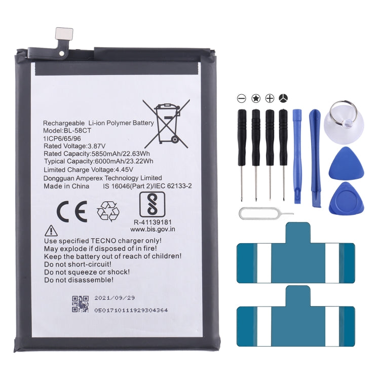 Remplacement de batterie, pour Tecno Camon 17 Pro / Camon 18P, pour Tecno Pova 2 LE7, pour Tecno Camon 17 CG6 CG7, pour Tecno Spark 7 / Spark 7T, pour Tecno Spark 6 Air / Pouvoir 4 Pro, pour Tecno Spark 6 / Camon 16, pour Tecno Pop 4 / Camon 15 ...