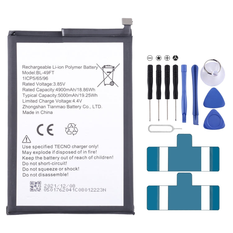 Remplacement de batterie, pour Tecno Camon 17 Pro / Camon 18P, pour Tecno Pova 2 LE7, pour Tecno Camon 17 CG6 CG7, pour Tecno Spark 7 / Spark 7T, pour Tecno Spark 6 Air / Pouvoir 4 Pro, pour Tecno Spark 6 / Camon 16, pour Tecno Pop 4 / Camon 15 ...