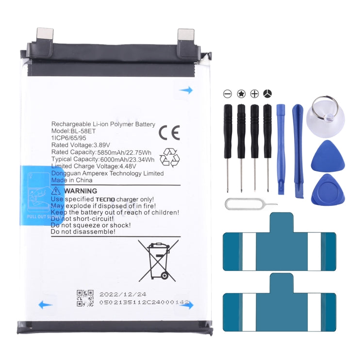 Remplacement de batterie, pour Tecno Camon 17 Pro / Camon 18P, pour Tecno Pova 2 LE7, pour Tecno Camon 17 CG6 CG7, pour Tecno Spark 7 / Spark 7T, pour Tecno Spark 6 Air / Pouvoir 4 Pro, pour Tecno Spark 6 / Camon 16, pour Tecno Pop 4 / Camon 15 ...