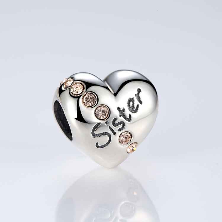S925 Sterling Silver Heart Sister Letter Beads DIY Bracelet Necklace Accessories