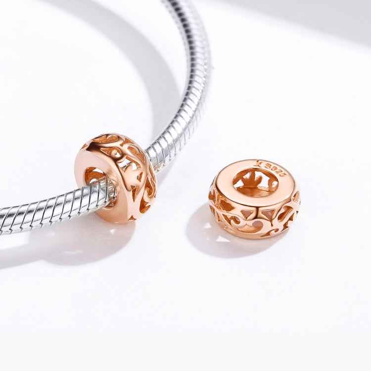 Sterling Silver S925 Pearl DIY Bracelet Accessories Hollow Rose Gold Loose Beads