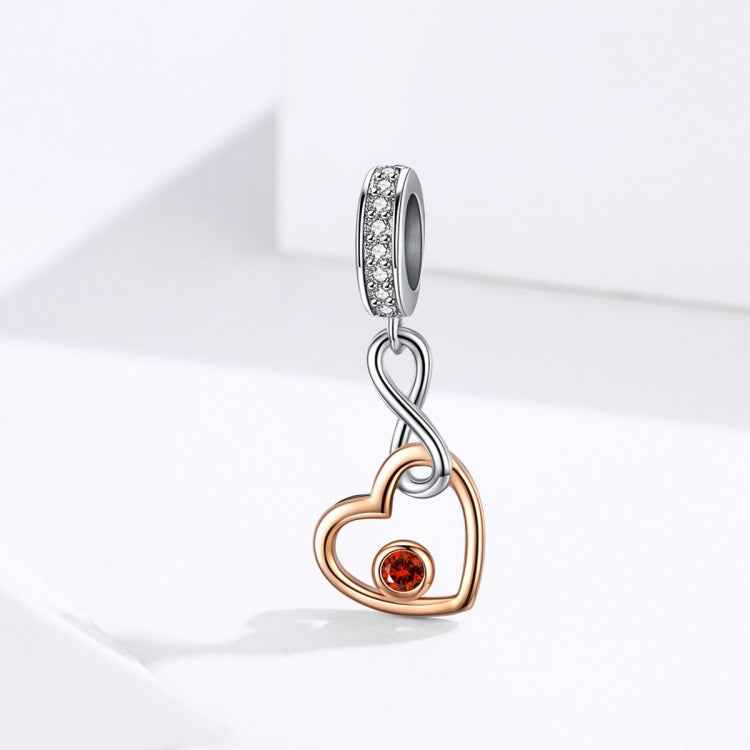 S925 Sterling Silver Pendant Heart Shaped Rose Gold Beads DIY Bracelet Necklace Accessories