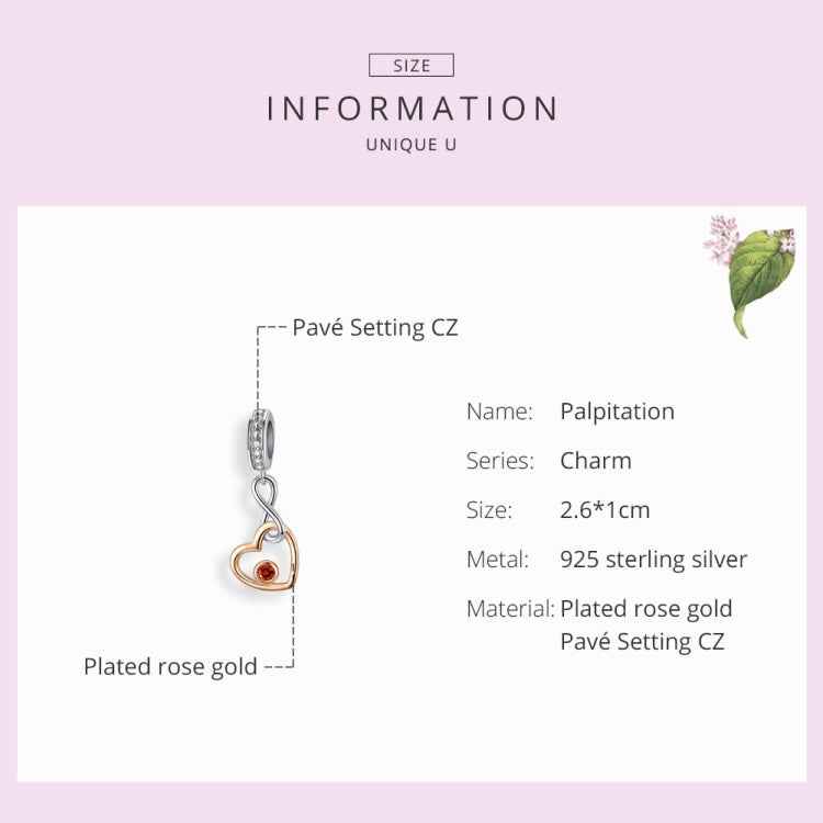 S925 Sterling Silver Pendant Heart Shaped Rose Gold Beads DIY Bracelet Necklace Accessories
