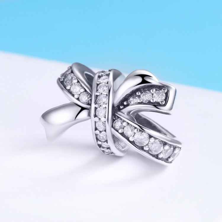 S925 Sterling Silver Sweet Bow Beads DIY Bracelet Necklace Accessories