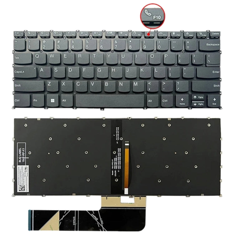 Clavier rétroéclairé pour ordinateur portable, version américaine, touche F10 avec icône de téléphone, pour Lenovo IdeaPad 5 / Yoga Slim 7 Pro (avec icône de téléphone)
