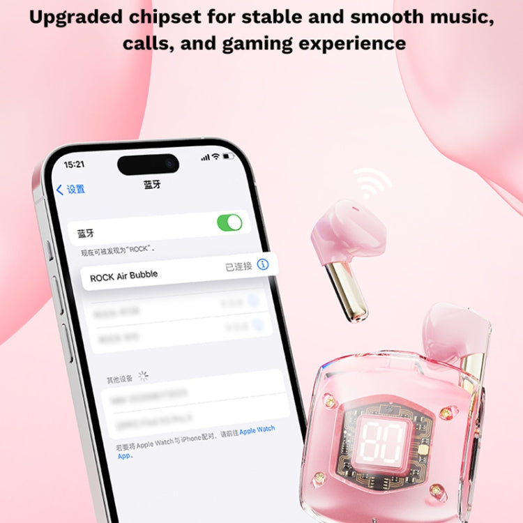 ROCK RAU0766 Bubble Transparent TWS Wireless Bluetooth Earphone with Lanyard