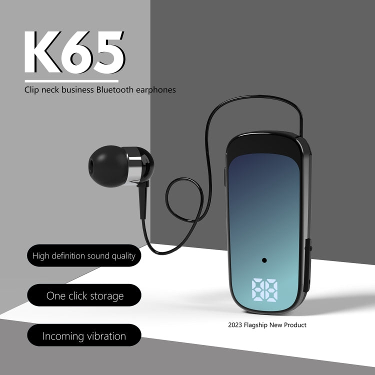 K65 Business Lavalier Retractable Cable Bluetooth Earphone