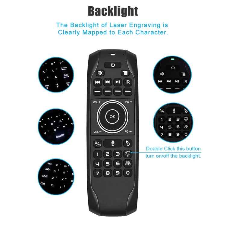 G7V Pro 2.4GHz Fly Air Mouse LED Backlight Wireless Keyboard Remote Control with Gyroscope for Android TV Box / PC, Support Intelligent Voice
