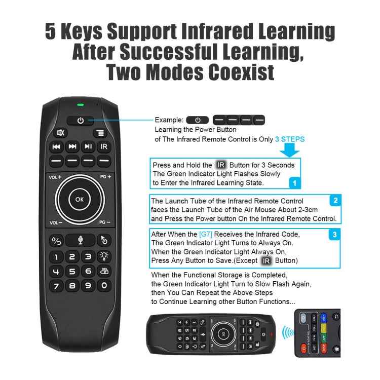 G7V Pro 2.4GHz Fly Air Mouse LED Backlight Wireless Keyboard Remote Control with Gyroscope for Android TV Box / PC, Support Intelligent Voice