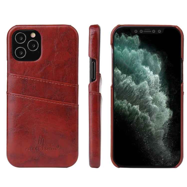 Fierre Shann Retro Oil Wax Texture PU Leather Case with Card Slots, For iPhone 12 Pro Max, For iPhone 12 / 12 Pro, For iPhone 12 mini
