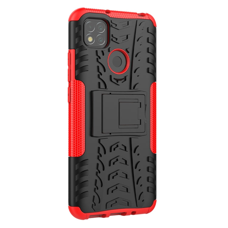 Tire Texture Shockproof TPU + PC Protective Case with Holder, For Xiaomi Redmi 9C