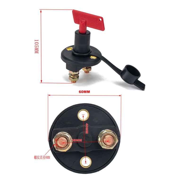 200A Car Battery Selector Isolator Disconnect Rotary Switch Cut with 2 Keys