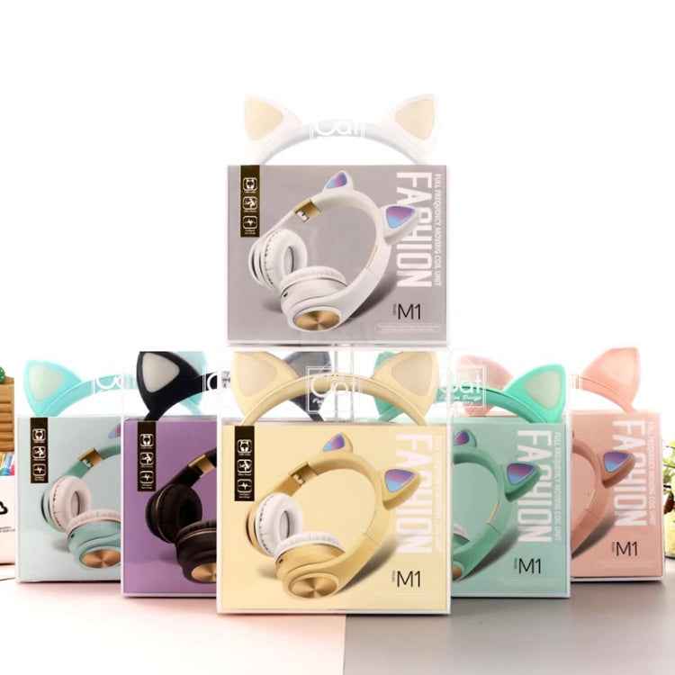 Cat Ears Bluetooth Wireless Headphones Gaming Headset with Light