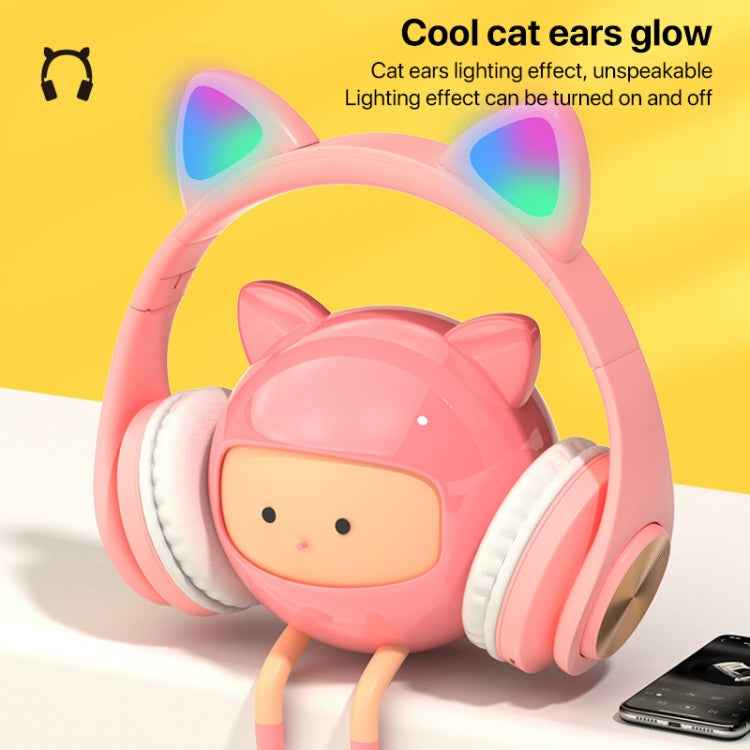 Cat Ears Bluetooth Wireless Headphones Gaming Headset with Light