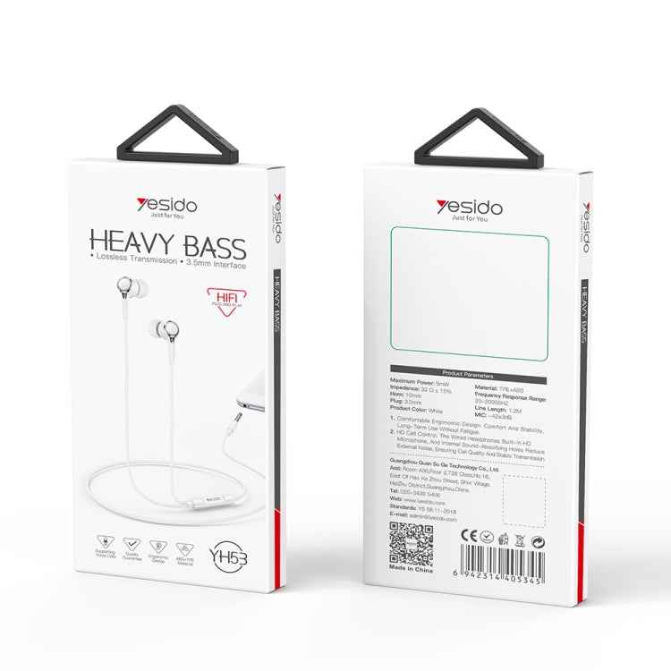 Yesido YH53 3.5mm In-Ear Wired Earphone, Length: 1.2m