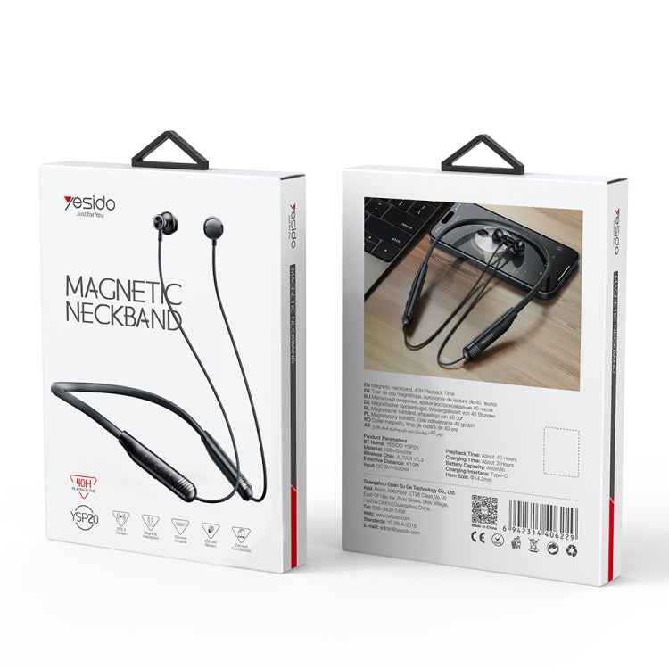 Yesido YSP20 Magnetic Neckband Wireless Bluetooth Earphone