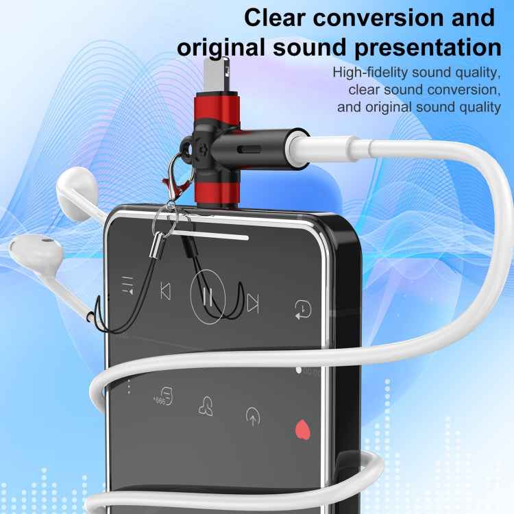 2 in 1 Flower Pattern Type-C and 8 Pin to 3.5mm Audio Adapter with Lanyard