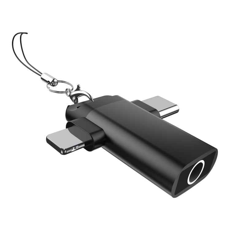 Classic Style Type-C and 8 Pin to 3.5mm Audio Adapter with Lanyard