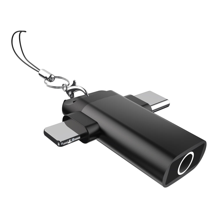 Classic Style Type-C and 8 Pin to 3.5mm Audio Adapter with Lanyard
