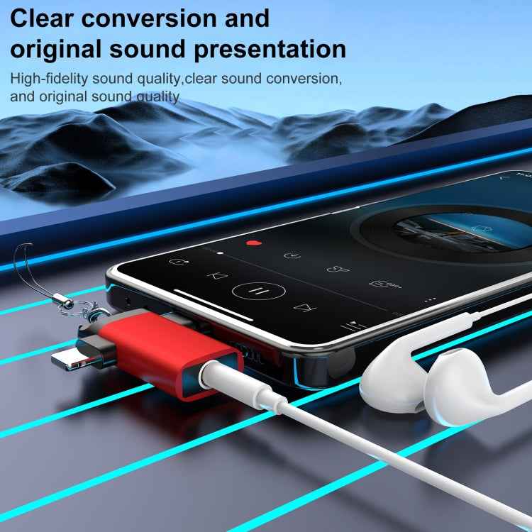 Classic Style Type-C and 8 Pin to 3.5mm Audio Adapter with Lanyard