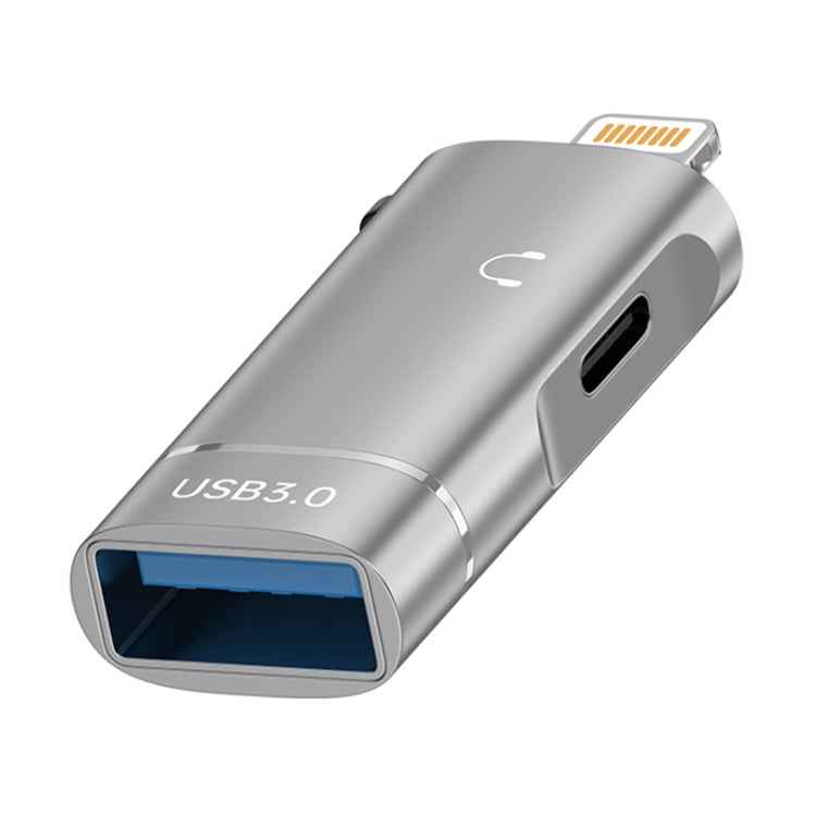 2 in 1 8 Pin to USB and Type-C Earphone Adapter