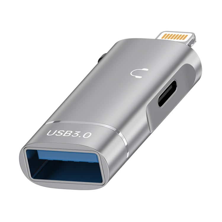 2 in 1 8 Pin to USB and Type-C Earphone Adapter