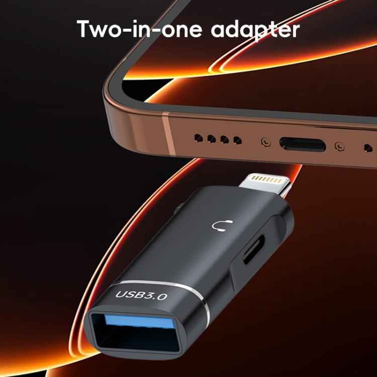 2 in 1 8 Pin to USB and Type-C Earphone Adapter
