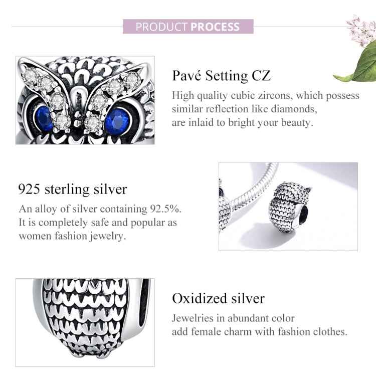 S925 Sterling Silver Owl Beads DIY Bracelet Necklace Accessories