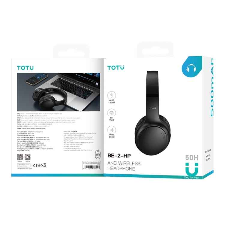 TOTUDESIGN BE-2-HP ANC Wireless Bluetooth V5.3 Foldable Headphones