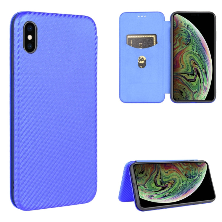 Carbon Fiber Texture Magnetic Horizontal Flip TPU + PC + PU Leather Case with Card Slot, For iPhone 7 Plus / 8 Plus, For iPhone XR, For iPhone XS Max, For iPhone X / XS