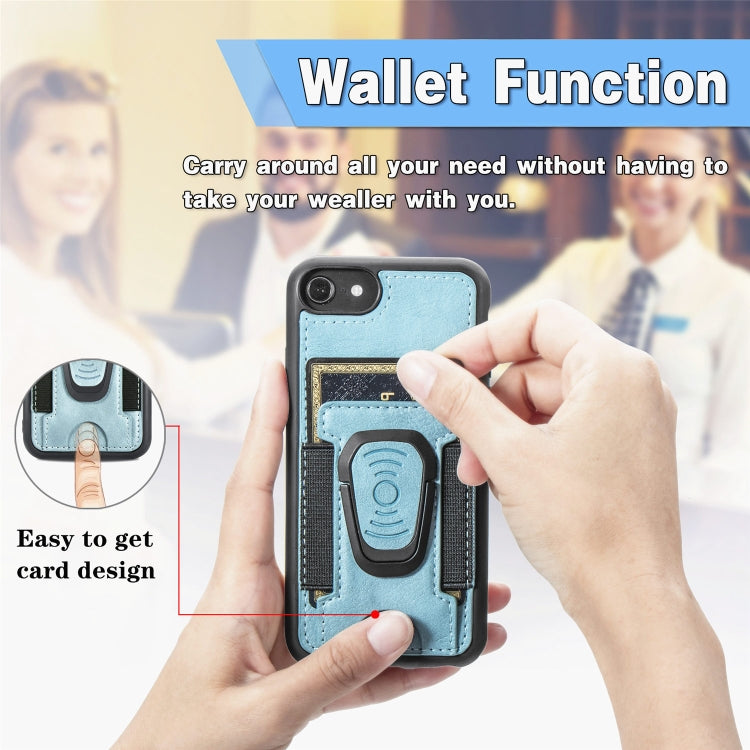 Magnetic Shockproof PU + TPU Case with Card Slot & Ring Holder, For iPhone X / XS, For iPhone XR, For iPhone XS Max, For iPhone 8 Plus / 7 Plus, For iPhone 6 Plus, For iPhone 7 / 8 / SE 2022 / SE 2020, For iPhone 6