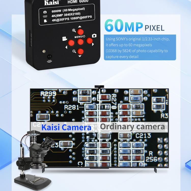 Kaisi HDMI 6000 HDMI / USB Dual Interface 60MP 4K Ultra HD Microscope Industrial Camera
