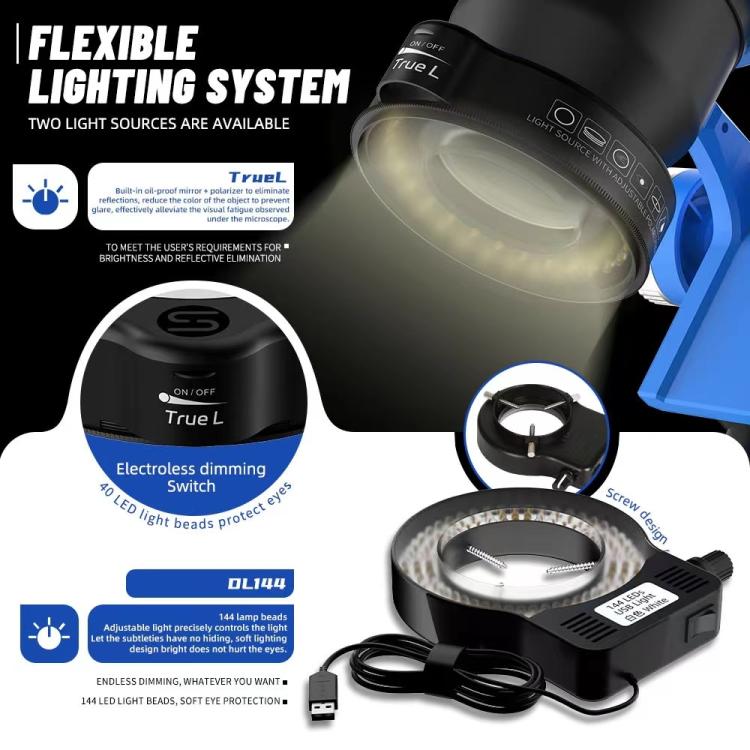 Kaisi S8 6.7-52X Zoom Trinocular Stereo Microscope Set