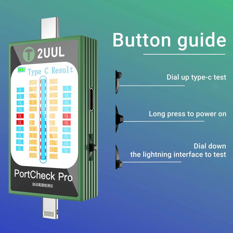 2uul PW31 PortCheck Pro 5V / 2A Type-C / Lighting Interface Automatic Tail Plug Detector