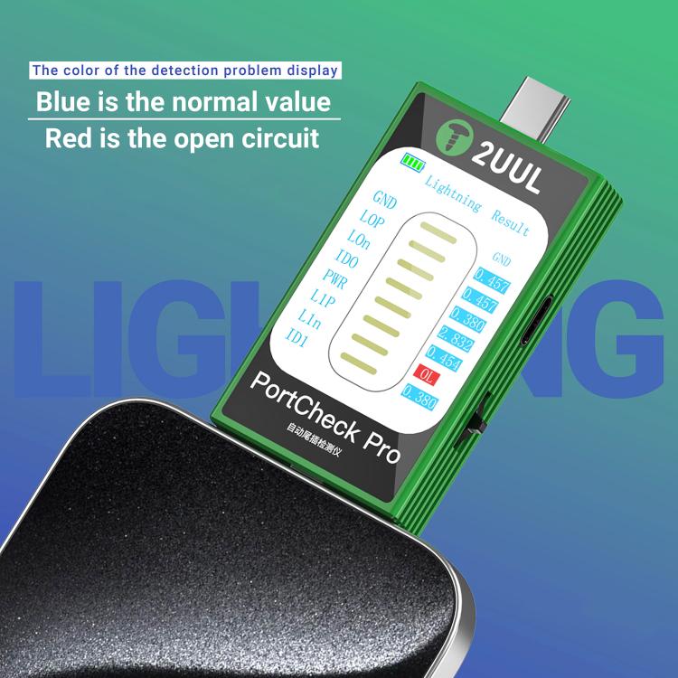 2uul PW31 PortCheck Pro 5V / 2A Type-C / Lighting Interface Automatic Tail Plug Detector