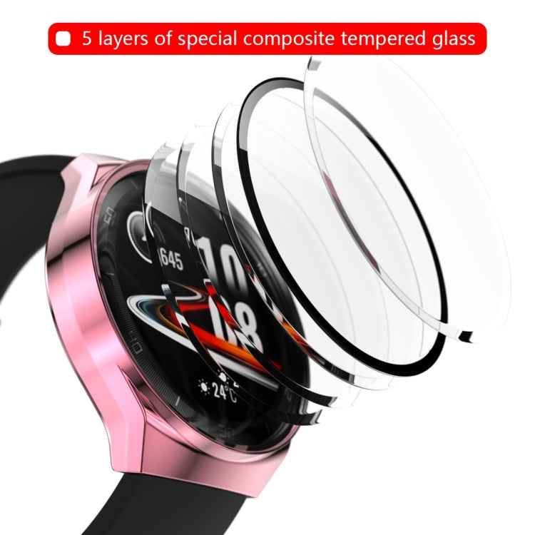 2 in 1 Tempered Glass Screen Protector + Fully Plating PC Case, For Huawei Watch GT2e