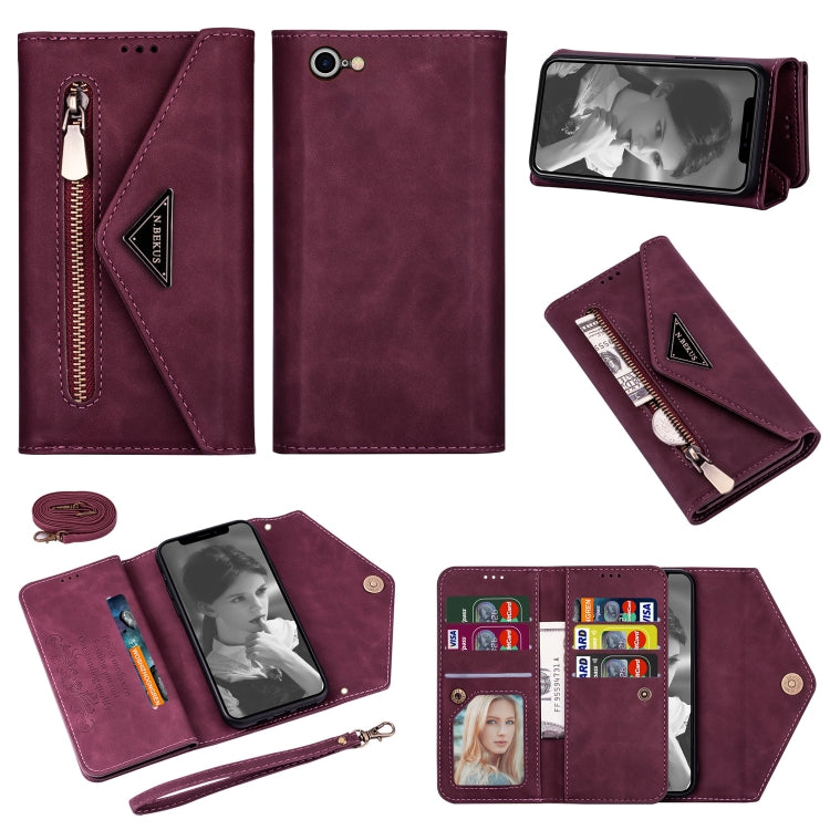 Skin Feel Zipper Horizontal Flip Leather Case with Holder & Card Slots & Photo Frame & Lanyard & Long Rope, For iPhone 6, For iPhone 6 Plus, For iPhone 7 / 8 / SE (2020), For iPhone 7 Plus / 8 Plus, For iPhone 11, For iPhone 11 Pro, For iPhone 11 Pro M...