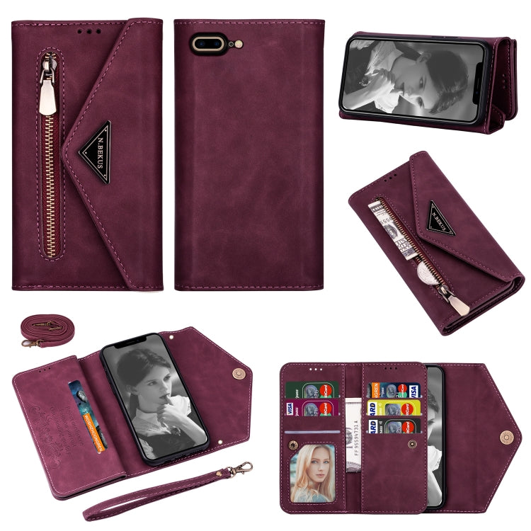 Skin Feel Zipper Horizontal Flip Leather Case with Holder & Card Slots & Photo Frame & Lanyard & Long Rope, For iPhone 6, For iPhone 6 Plus, For iPhone 7 / 8 / SE (2020), For iPhone 7 Plus / 8 Plus, For iPhone 11, For iPhone 11 Pro, For iPhone 11 Pro M...