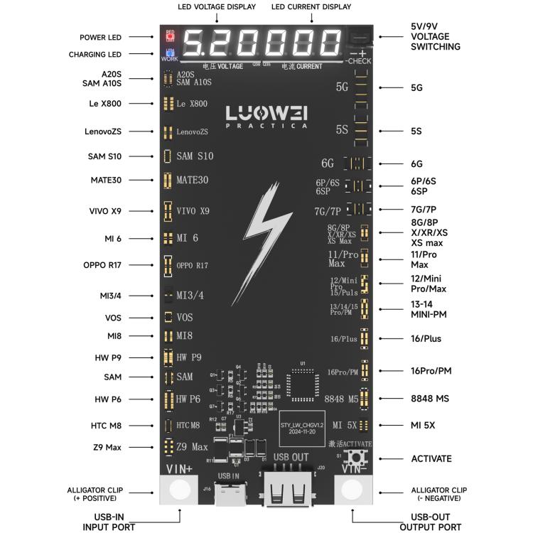 LUOWEI LW-B03 Battery Fast Charging Activation Board for iPhone/Android