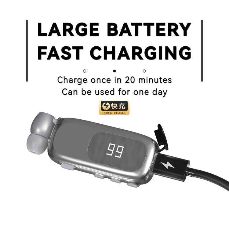 K75 Long Battery Life Business Collar Clip Type Single Ear Bluetooth Earphones