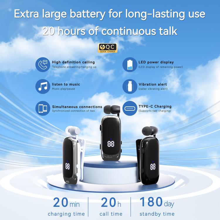 K88 Business Lavalier Single Ear Bluetooth Earphones