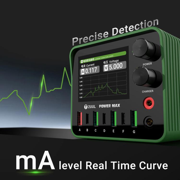 2UUL PC01 POWER MAX 200W Multi-Port Charger Adjustable Voltage Power Supply, US Plug, EU Plug