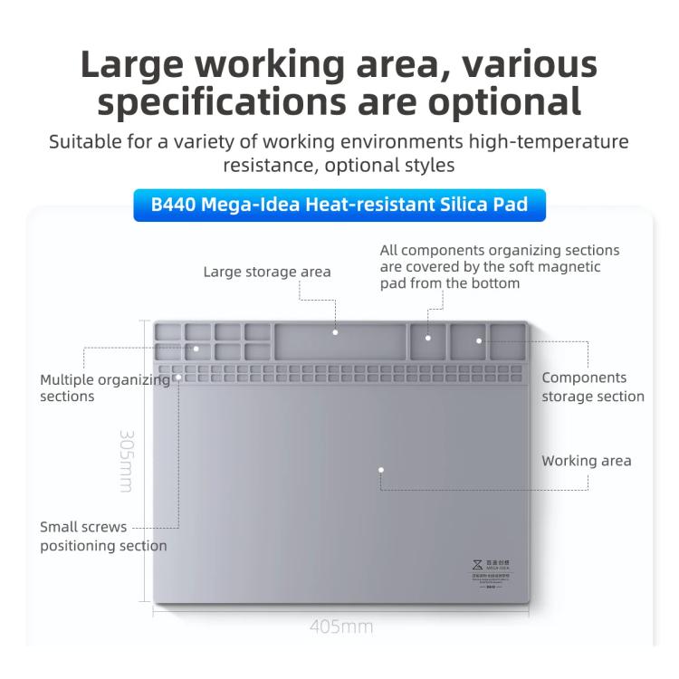 Mega-Idea B440 Desktop Insulation Heat-Resistant Silicone Pad