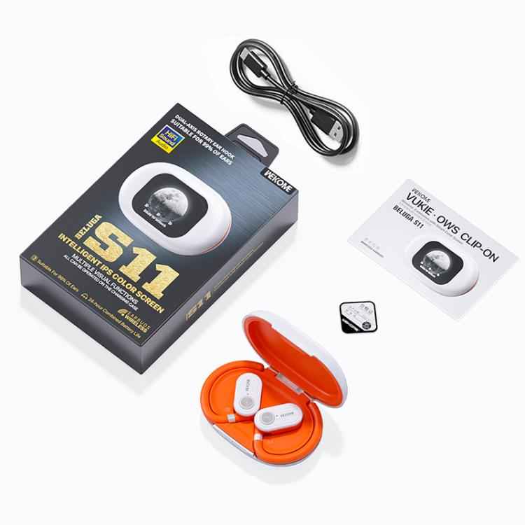 WK Beluga S11 Vukie OWS Clip-on Wireless Earphones with Smart Color Screen