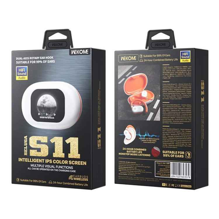 WK Beluga S11 Vukie OWS Clip-on Wireless Earphones with Smart Color Screen